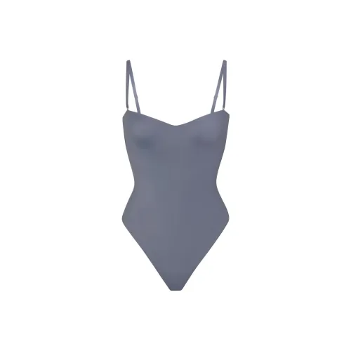 SKIMS Contour Llft Stralght Neck Bodysult Bodysuits Women's STEEL BLUE/Steel Blue