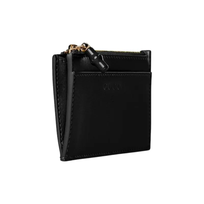 GUCCI Leather Card Holder Women's Black-1
