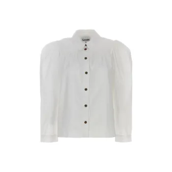 GANNI Puff Sleeved Poplin Shirt