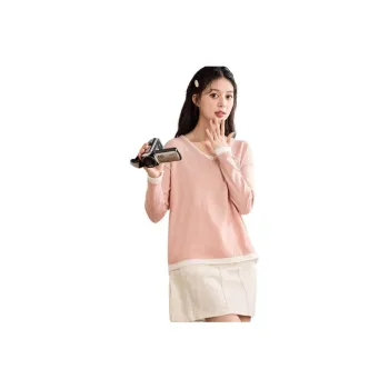 Tonlion Drop Shoulder Sleeve T Shirt Women's Nude Pink