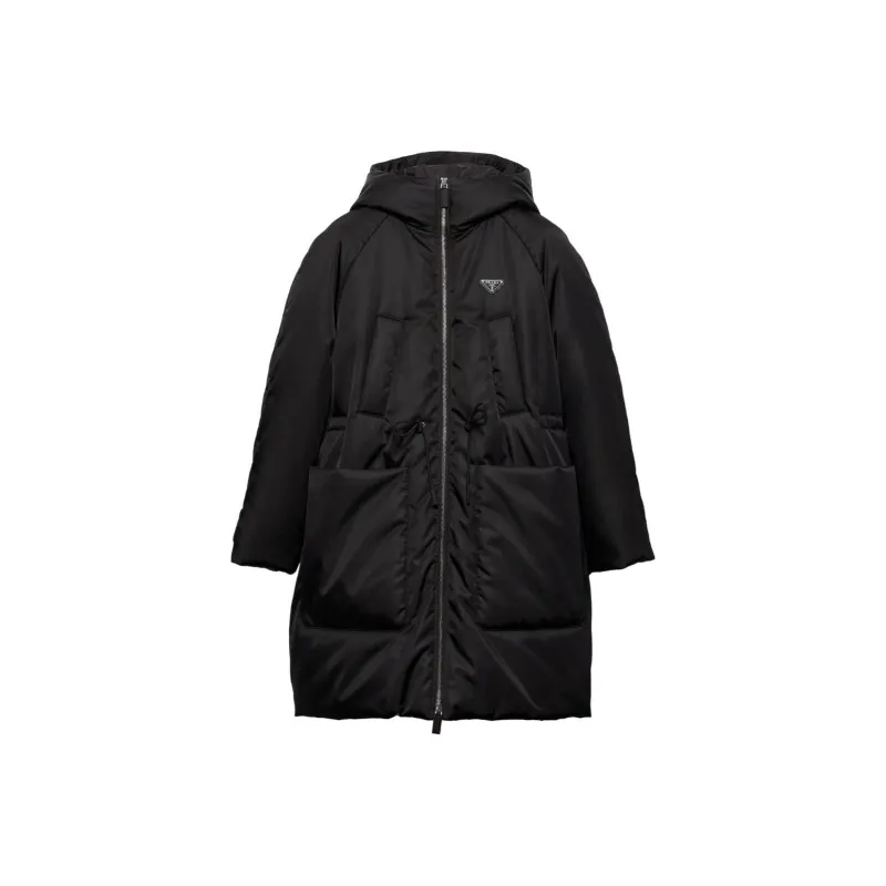 PRADA Logo Plaque Padded Zipped Long Coat-0