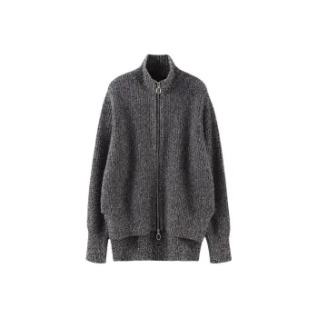 MAIGRE SIMHAT Cashmere Sweater Women's Dark Gray Floral Yarn