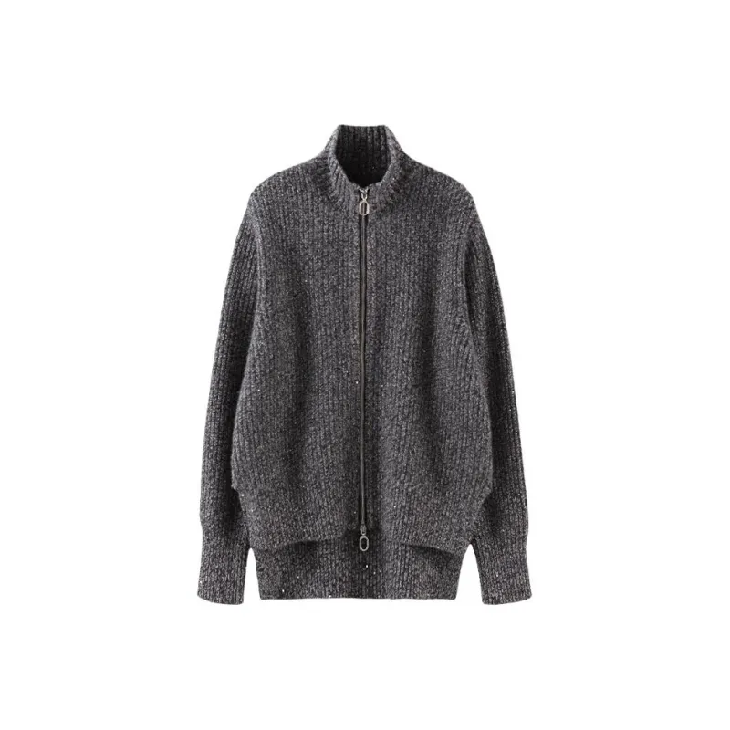 MAIGRE SIMHAT Cashmere Sweater Women's Dark Gray Floral Yarn-0