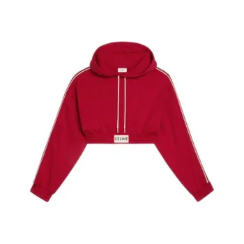 CELINE FW22 Cropped Hoodie In Double Face Jersey