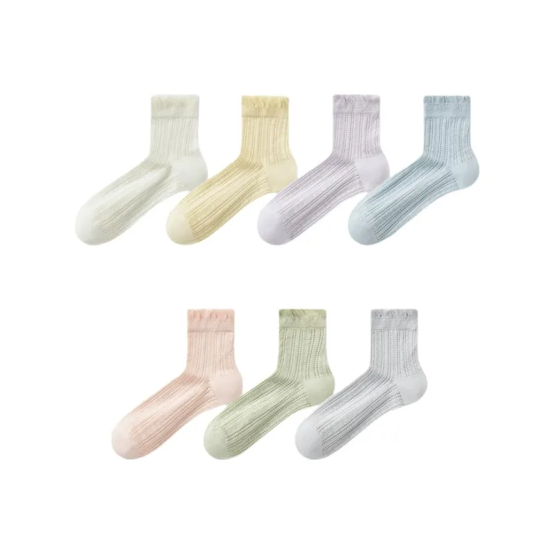 Temooues Mid Calf Socks Women's Combo Set-11