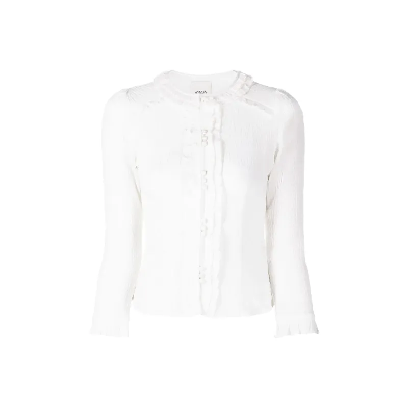 ISABEL MARANT Georgia Ruffled Semi sheer Blouse-0