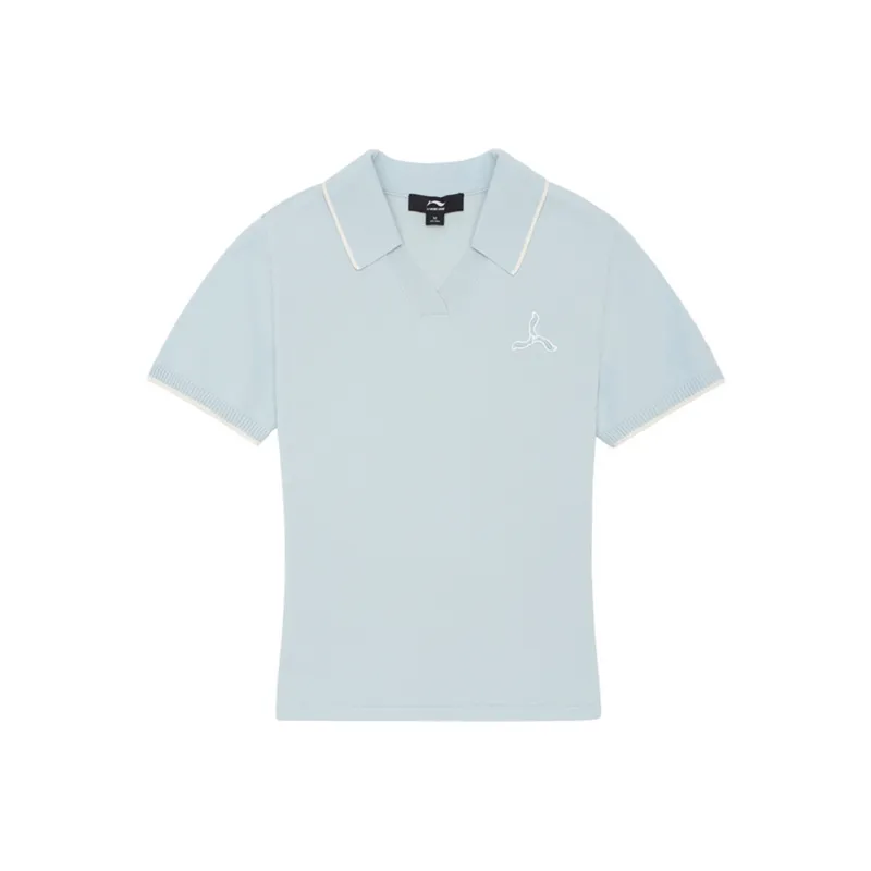 LI NING 1990 LADY L Series Polo Shirts Women's Light Umbilical Blue-0