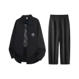 Black Smoke Checkered Tie Clothing Sets