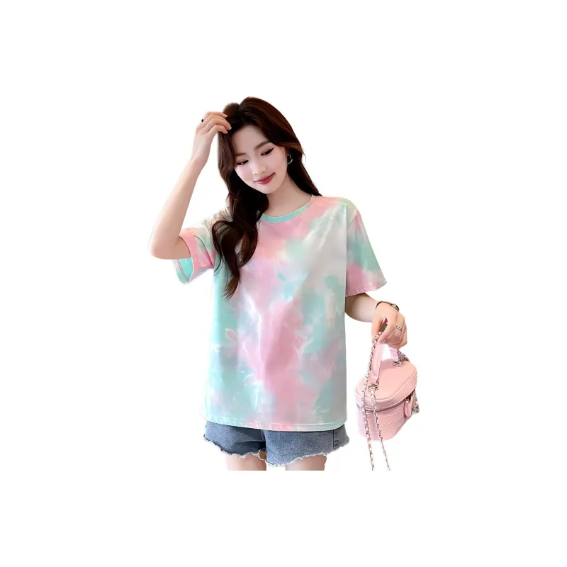 JEANSWEST T Shirt Summer Women's Pink Green-0