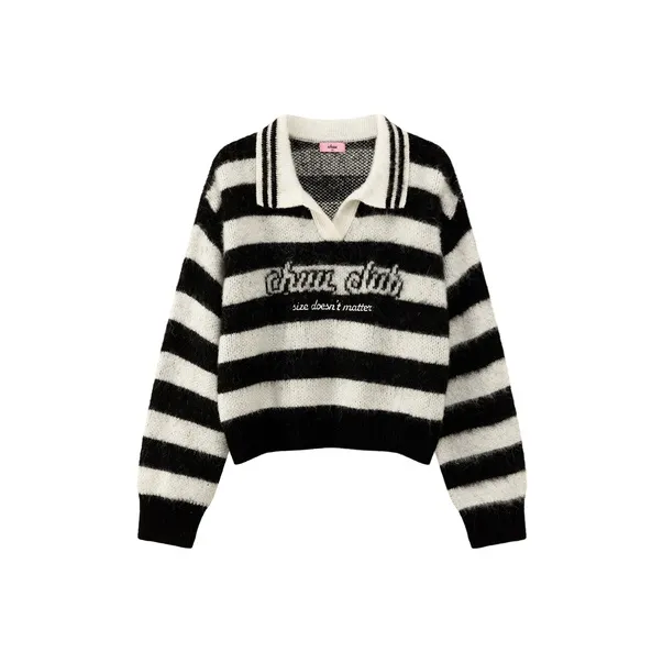 CHUU Knitwear Women's Black White Stripes-0