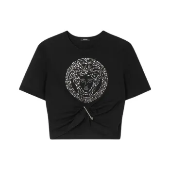VERSACE Medusa Safety Pin Cropped T Shirt