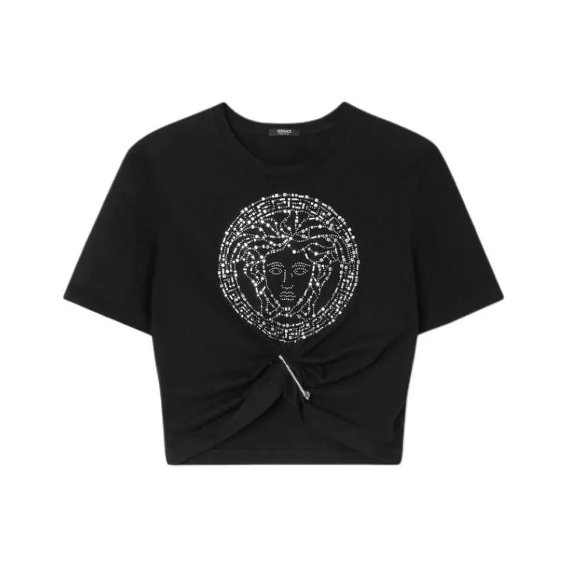 VERSACE Medusa Safety Pin Cropped T Shirt-0