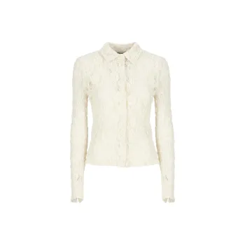 MSGM Floral Laced Semi Sheer Shirt