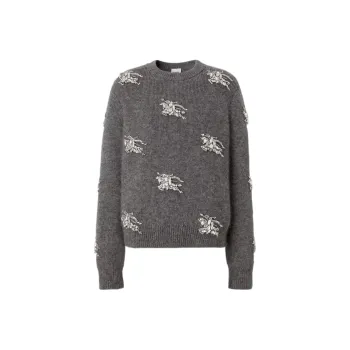 Burberry Crystal Embellished Sweater 'Mid Grey Melange'