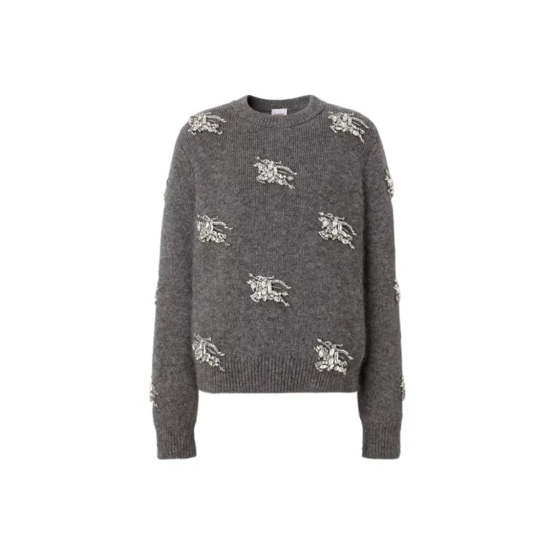 Burberry Crystal Embellished Sweater 'Mid Grey Melange'-0
