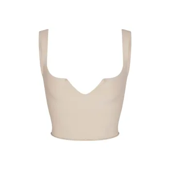 SKIMS SS24 RAW EDGE SLIT FRONT CROPPED CAMI Camisole Women's STONE/Stone Color