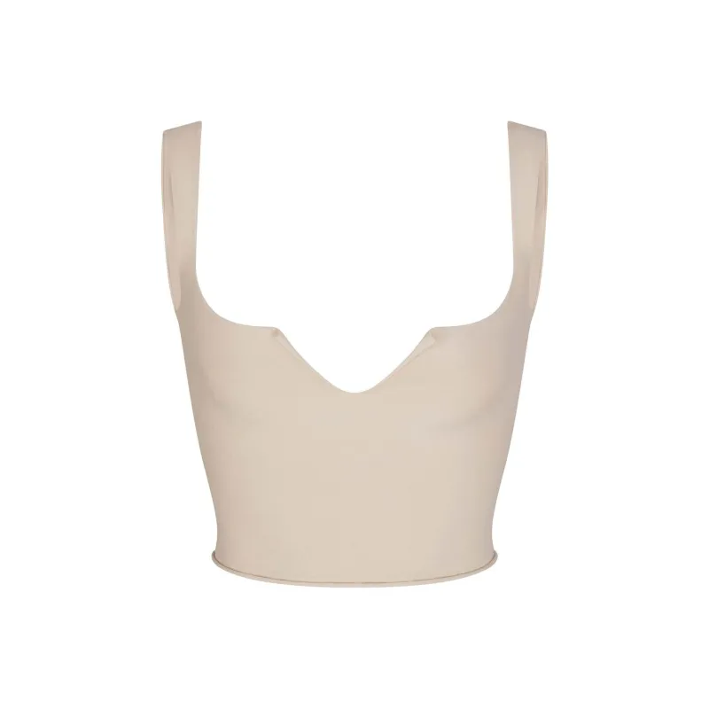 SKIMS SS24 RAW EDGE SLIT FRONT CROPPED CAMI Camisole Women's STONE/Stone Color-0
