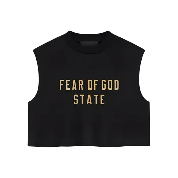 Fear Of God Essentials Women'ss Tri Blend Cropped Muscle Tee Black