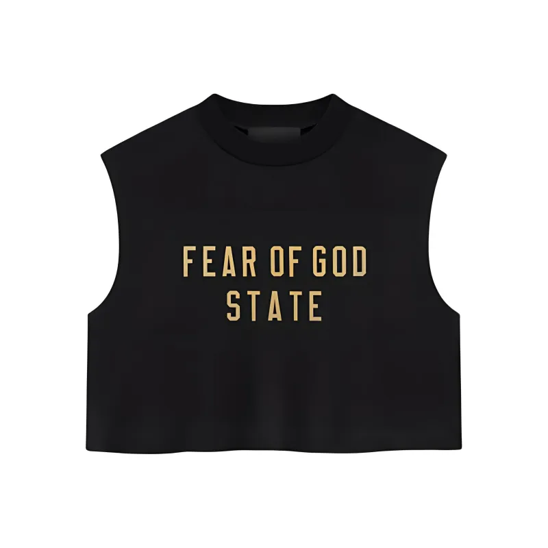 Fear Of God Essentials Women'ss Tri Blend Cropped Muscle Tee Black-0