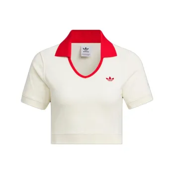 adidas originals X Notitle FW23 Contrast V Neck Crop Polo Shirt 'Off White'