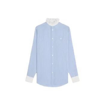CELINE Romy Frilled Shirt In Striped Silk