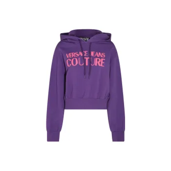 VERSACE JEANS COUTURE Logo print Cropped Cotton Hoodie