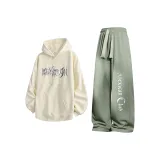 Clothing Set (Apricot Sweatshirt+Olive Green Pants)