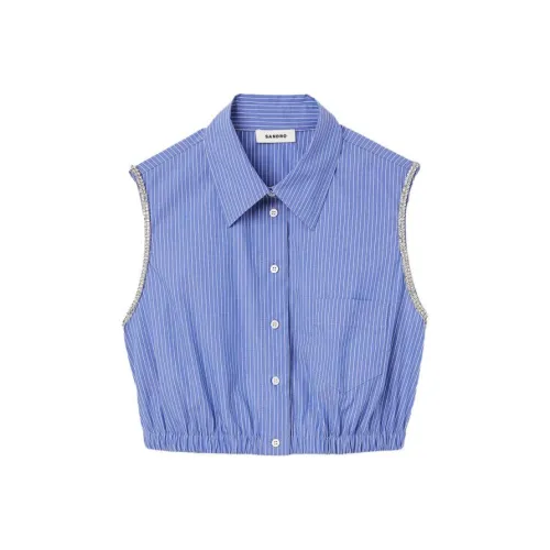 Sandro Striped Crystal embellished Cropped Top
