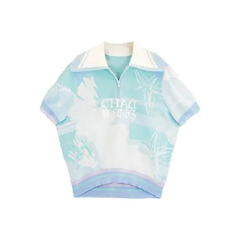 CHAU·RISING Polo Shirt Women's White Blue