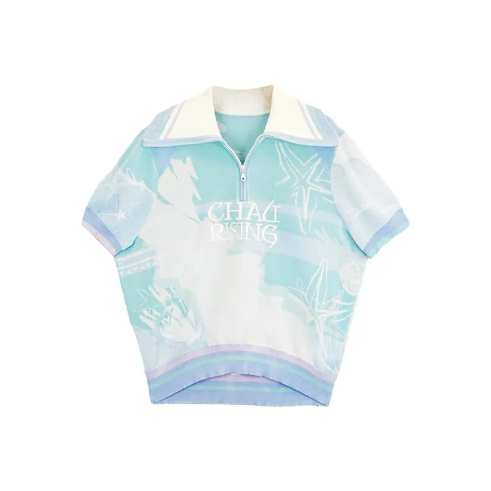 CHAU·RISING Polo Shirt Women's White Blue-0