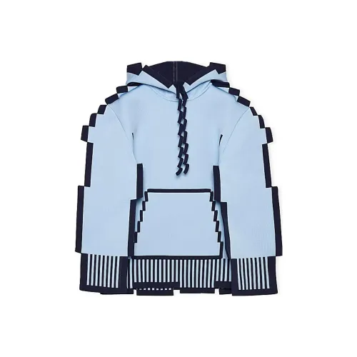 LOEWE Pixellated Hoodie In Technical Knit Light Blue