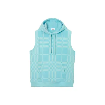 Burberry Check Cotton Jacquard Hoodie Blue