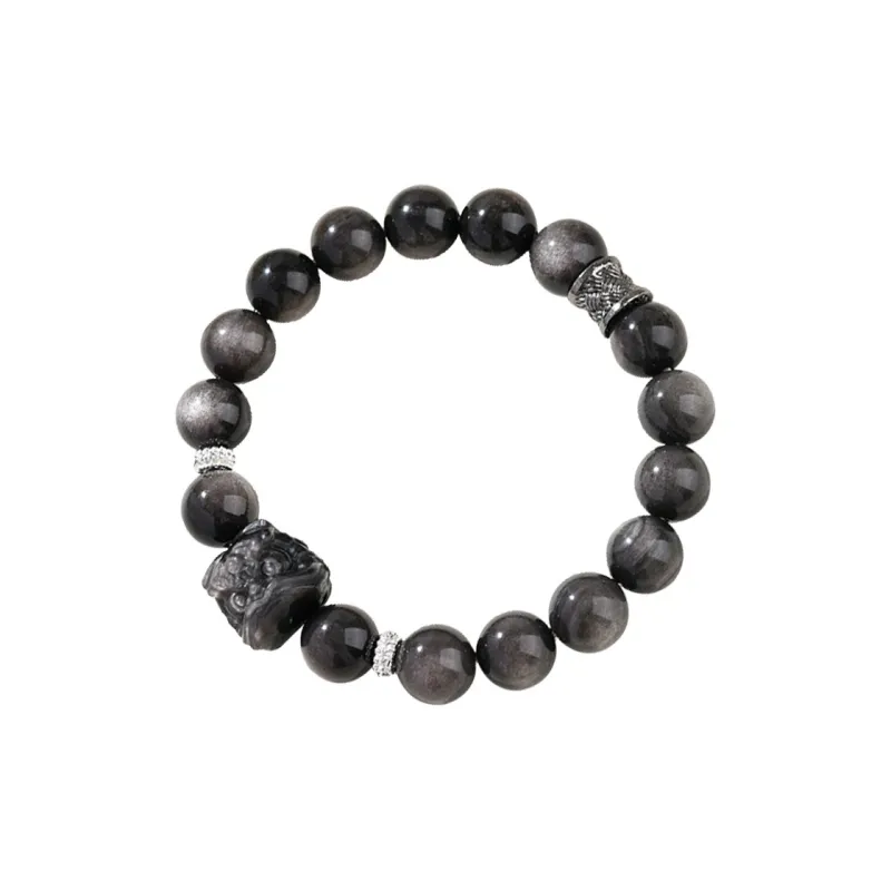 ZUIWENGLANGYASHANWENCHUANG Obsidian Bracelets Unisex-0