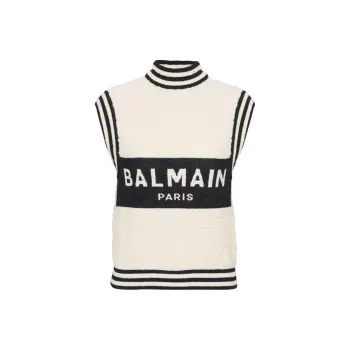BALMAIN Intarsia-knit Monogram Knitted Top