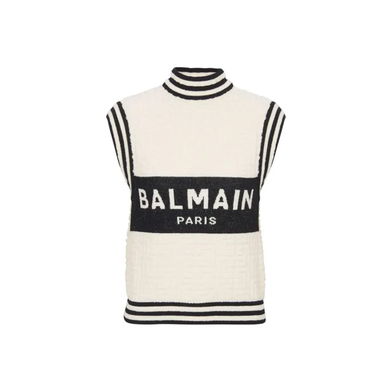 BALMAIN Intarsia-knit Monogram Knitted Top-0