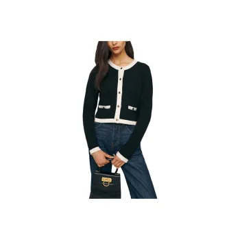 REFORMATION Becka Cashmere Cardigan Cashmere Sweater Women's Black And Gossamer