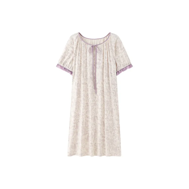Vine Color Nightgown Women's Purple Pink-0