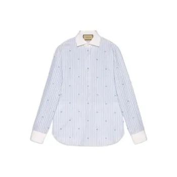 GUCCI GG embroidered Striped Cotton Shirt