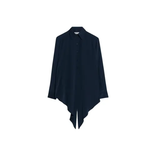 SCANLAN THEODORE Silk Tie Front Shirt Shirt Women's Navy/Marine Blue