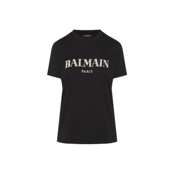 BALMAIN Logo Embellished Crewneck T Shirt