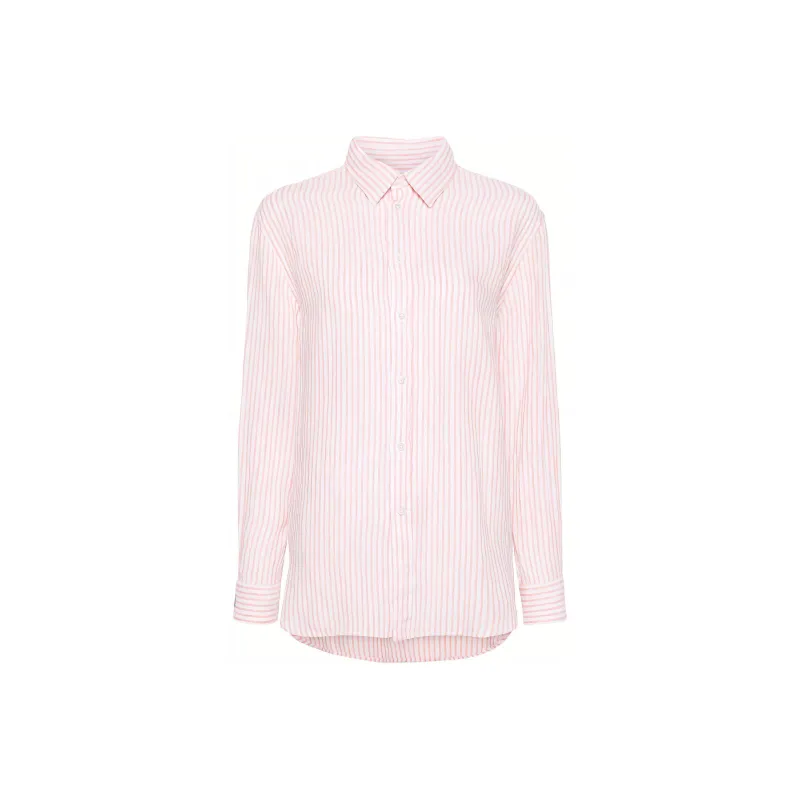 Polo Ralph Lauren Line Ligh Long Sleeve Button Front Shirt Sunfade Orange/White Strp-0