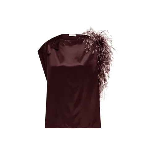 Ferragamo Feather Bouquet Asymmetric Sleeveless Top