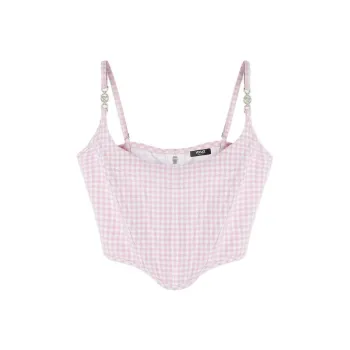 VERSACE Gingham print Corset Top