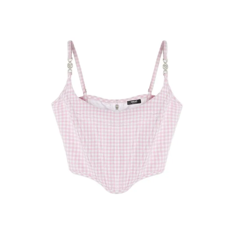 VERSACE Gingham print Corset Top-0