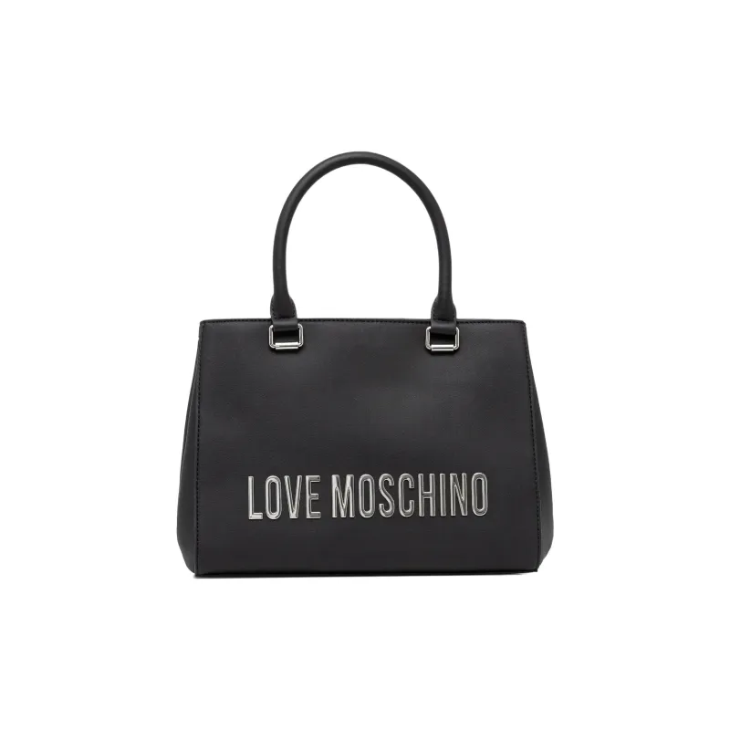 LOVE MOSCHINO Polyurethane Tote Bag, Shopping Bag, Shoulder Bag, Handbag Women's Black-0