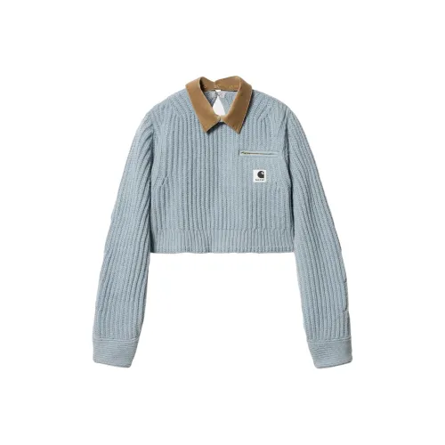 사카이 Sacai X Carhartt WIP FW23 협업 시리즈 라이트 블루 여성 니트웨어