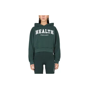 SPORTY & RICH Logo Printed Cropped Hoodie
