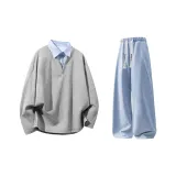 Gray Top+Light Blue Pants