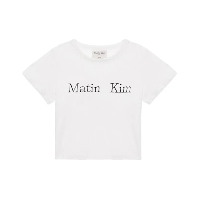MATIN KIM Women's Logo Crop Top White-0
