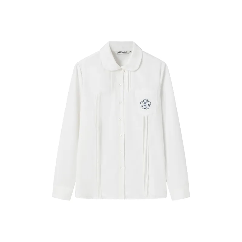 Tokyo Season Shirts Women's Cherry Blossom White Long Sleeved-0